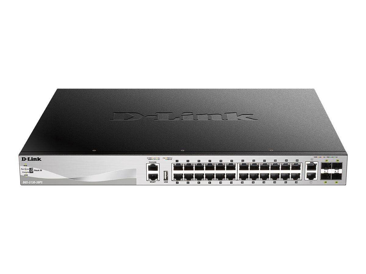 D-Link DGS-3130-30PS/E, 30-Port Layer 3 PoE Gigabit Stack Switch