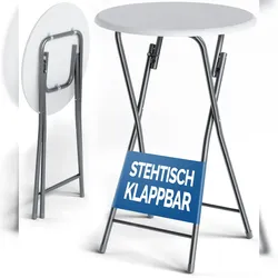 Casaria Stehtisch Bistrotisch Klappbar 60cm Holz Optik Weiß
