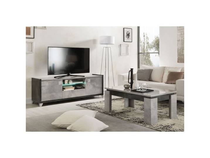 HOFFMAN - Ensemble Meuble TV 160cm + Table Basse à 4 Pieds