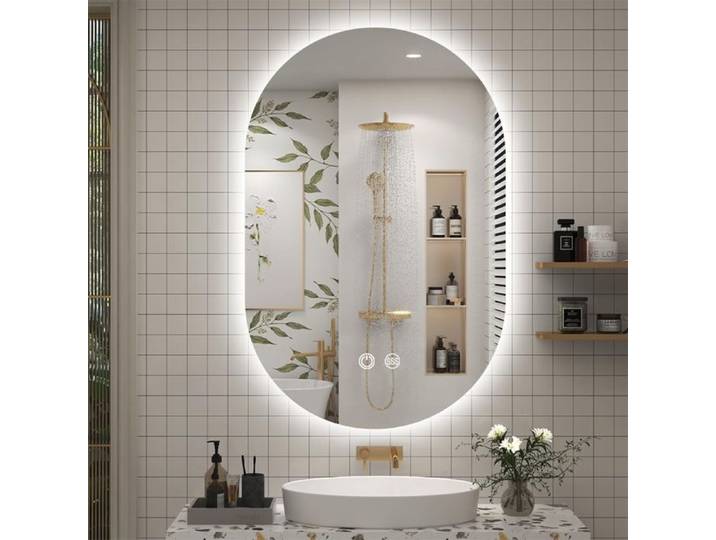 Miroir Lumineux Salle de Bain 60x90cm Miroir Salle de Bain avec LED 3 Mode de Lumières Dimmable Anti-buée IP44