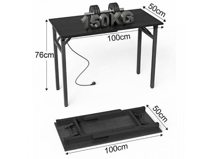 Table d'ordinateur pliable bureau bureau d'angle compact pour bureau à domicile petit bureau 100 x 50 x 76 cm Noir.