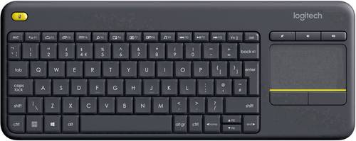 Logitech K400+ Funk Tastatur Tschechisch Schwarz Integriertes Touchpad, Maustasten, Multimediatasten