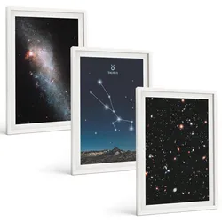 BILDER SET 3er Set - 40x60 cm Weißer Rahmen - Kosmische Landschaften des Sterns Stier