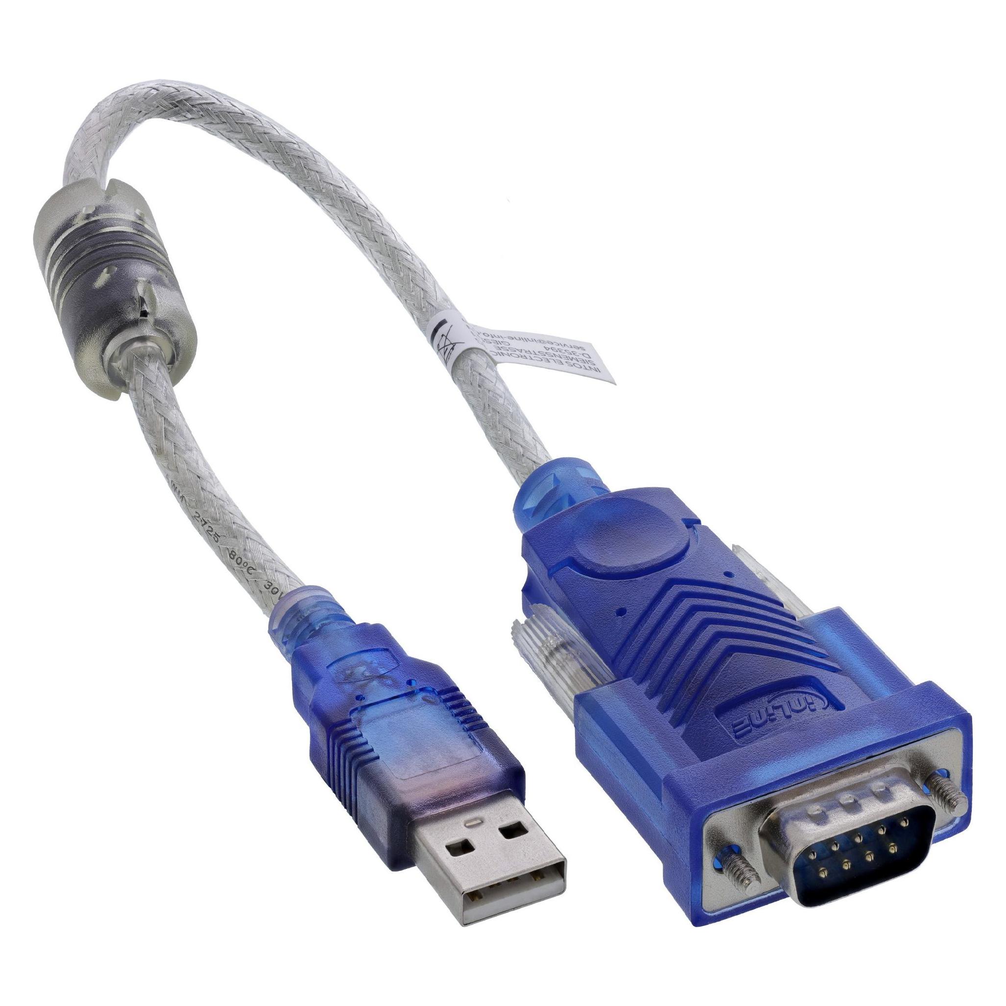 InLine USB zu Seriell Adapterkabel mit Ferrit, Stecker A an 9pol Sub D Stecker (0.20 m) (33304X)