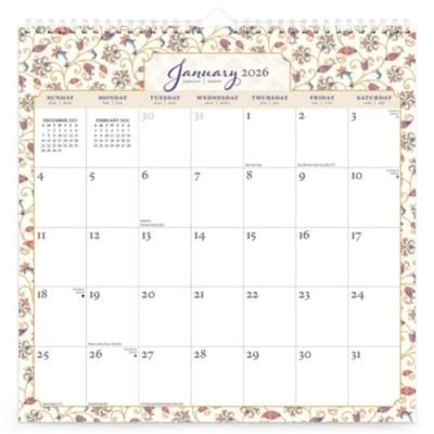 Tuscan Delight 2026 12 X 12 Inch (Hanging) Monthly Square Wire-O Calendar Sticker Sheet