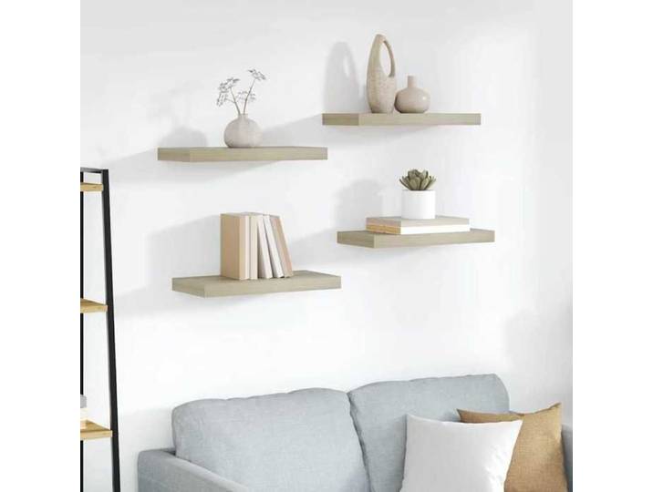 Étagères murales flottantes 4 pcs chêne 50x23x3 8 cm MDF 323873
