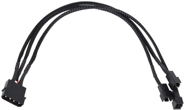 Phobya Adapter 4Pin Molex auf 3Pin 5V/7V/12V - Schwarz 30cm