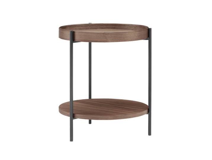 Livetastic Beistelltisch, Walnuss, rund, rund, 49 cm, rostfrei, Wohnzimmer, Wohnzimmertische, Beistelltische