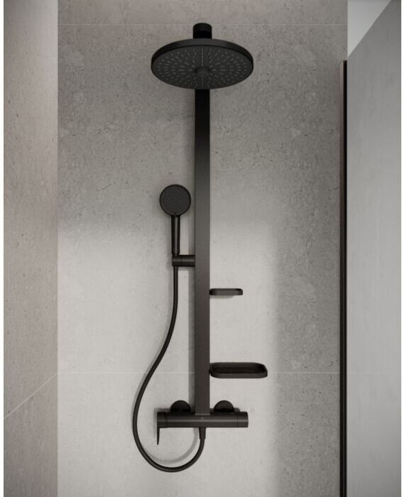 Ideal Standard Duschsystem BD584XG  mit Brausearmatur, FirmaFlow-Kartusche, 2 Ablagen, Silk Black