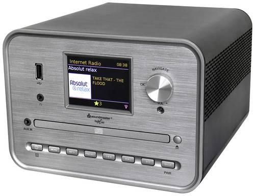 Soundmaster CD-Player Silber Internetradio, DAB+, WLAN, USB, Inkl. Lautsprechern