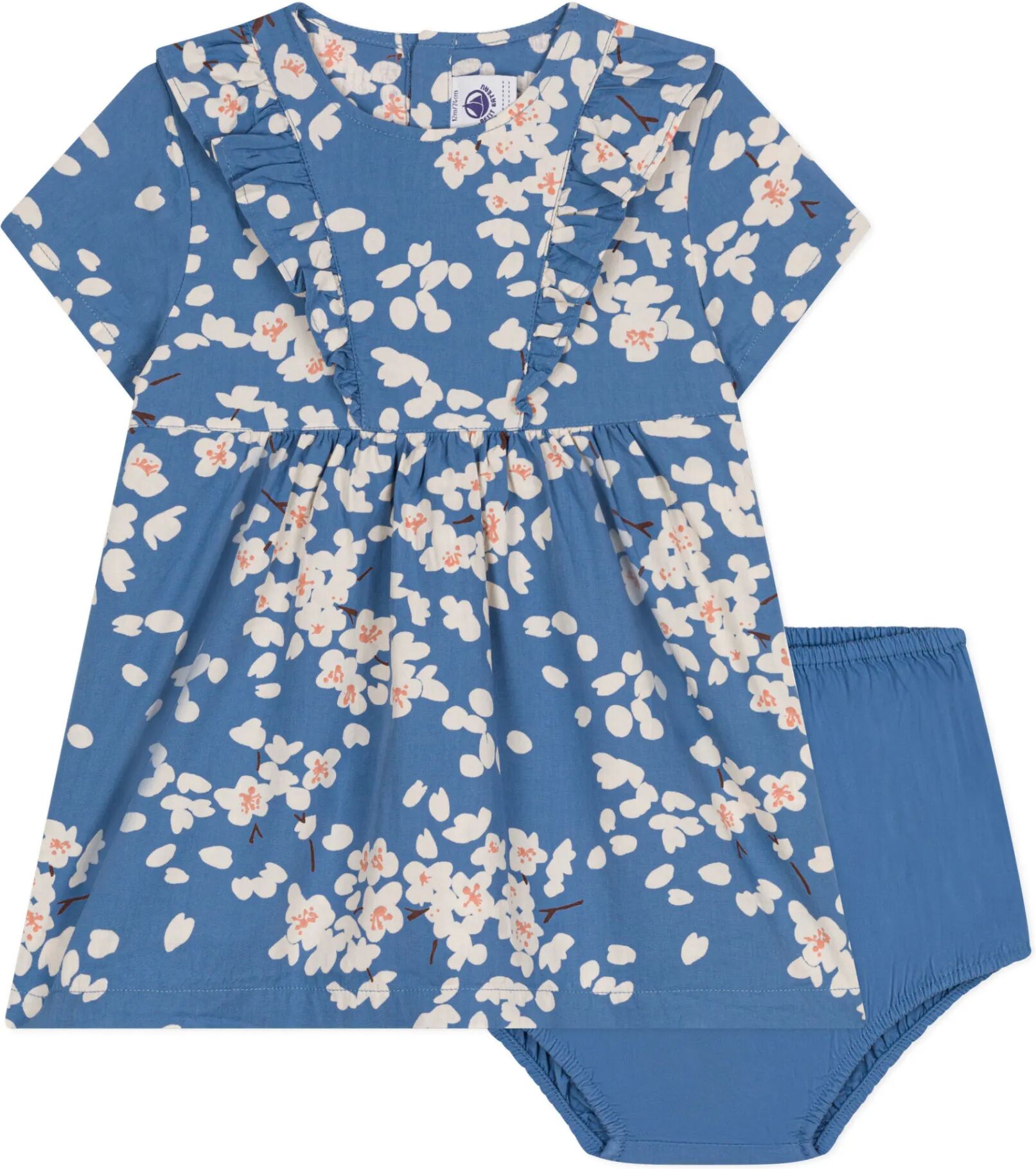 Petit Bateau Ensemble Robe Madona Popeline Bleu 6 mois