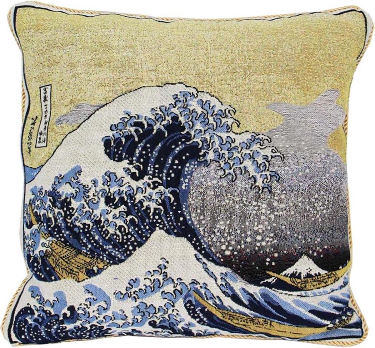 Signare Sier kussenhoes Great Wave off Kanagawa Gobelin Kunst 45 x 45 cm