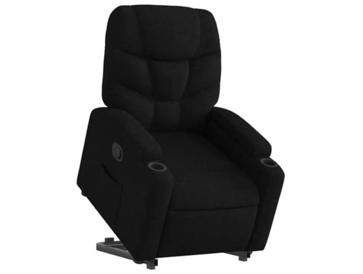 Lehnstuhl mit Rückenlehne, schwarz, aus Stoff mit Elektromotor Atmungsaktives Gewebe 100% Polyester, Getränkehalter, Seitentasche, Rahmen aus Holz und Metall, Sitzfläche 50 cm, Neigung