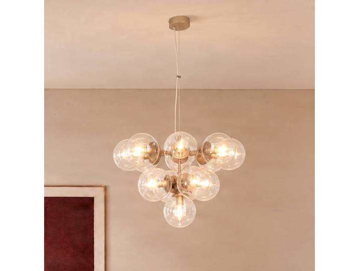 Hängelampe Zumba Domiluce, dimmbar, creme / amber, für Wohn- / Esszimmer, Metall, Modern, Pendelleuchte
