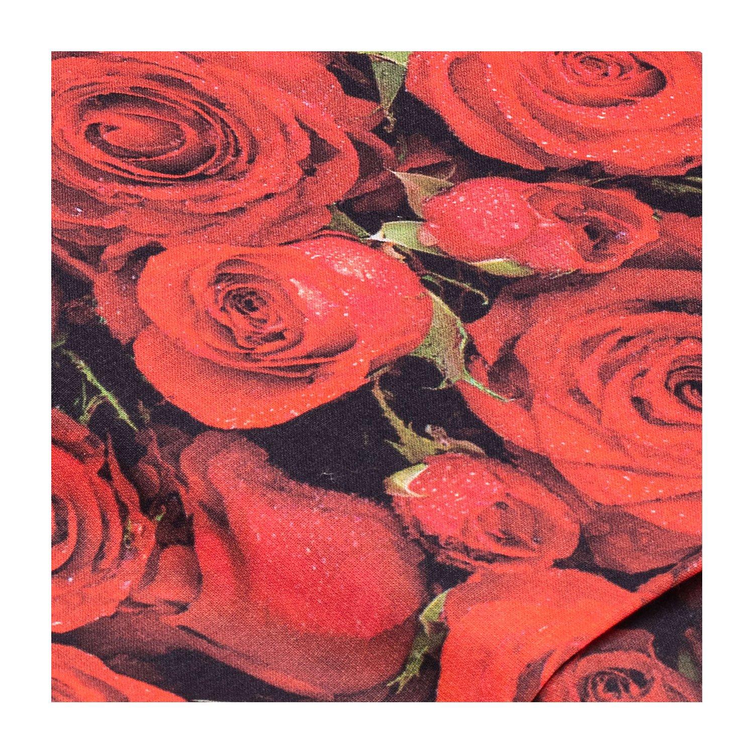 Baumwollstoff-Digitaldruck "Rosen", Serie Ria, rot-color