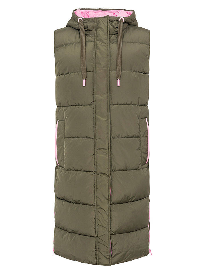 Zwillingsherz Steppweste "Smile" in Khaki - L