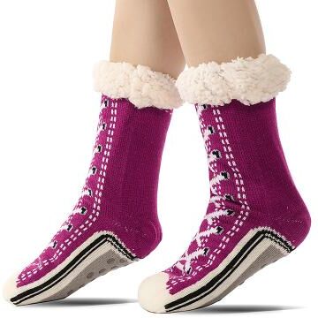 LightInthebox Ultra-Thick Cashmere Slipper Home Socks for Women, Non-Slip Fuzzy Home Socks with Grips, Warm Cozy Christmas Slipper Socks, Soft Inherentinct Winter Socks