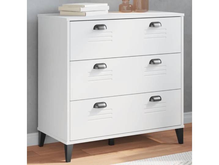 Commode - ZERODIS - VIKEN - Bois de pin massif - 3 tiroirs - Style industriel
