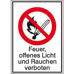 SAFETYMARKING Verbotsschild Feuer, offenes Licht und Rauchen verboten Folie selbstklebend (B x H) 131 mm x 185 mm ISO 7010 1 St. 21.1130