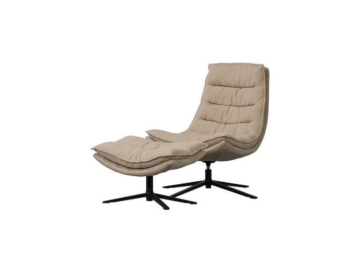 Fauteuil pivotant avec pouf tissu Naturel Kube