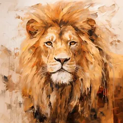 EUROART Wandbild 30 x cm Lion IV Holz Beige