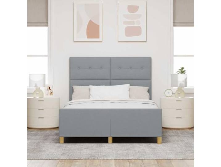 KTHLBRH Bettgestell hellgrau 160 x 200 cm Stoff Einfaches Design, robuste Konstruktion, ohne Laufgitter, für Schlafzimmer