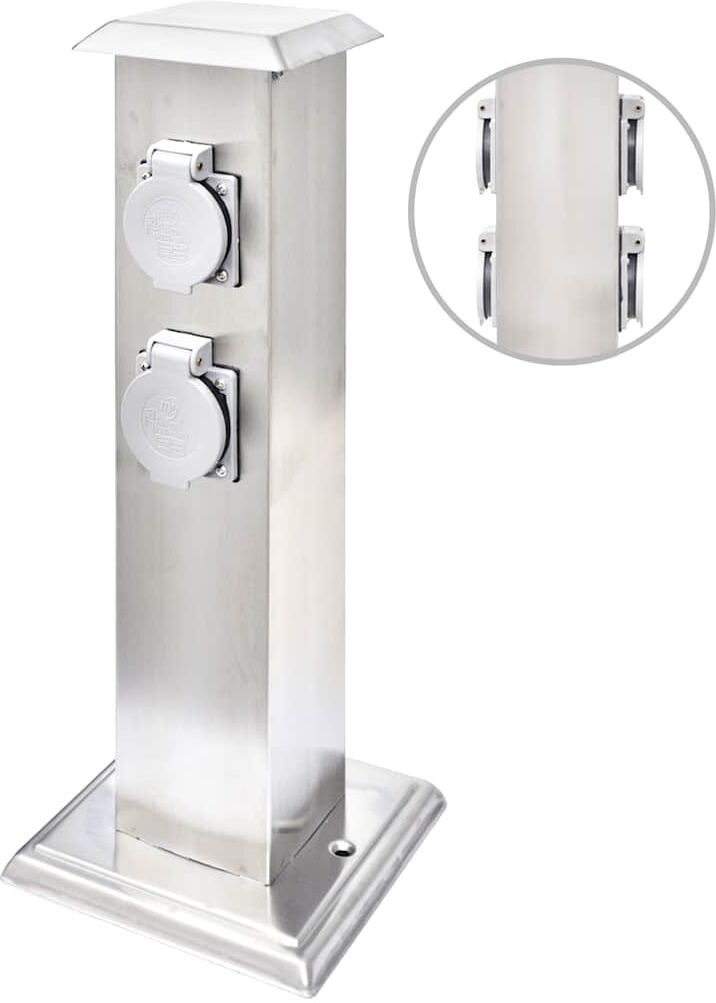 vidaXL Pilier de prise de jardin Acier inoxydable