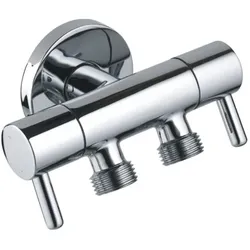Aloni Doppel-Eckventil Messing chrom Ventil Eckventil Absperrventil 1/2" x3/8" x 3/8"
