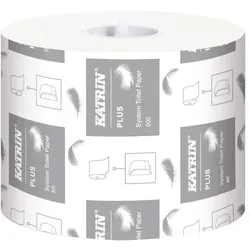 Katrin, Toilettenpapier, Plus System Toilettenpapier, 2-lg, weiss, 800 Blatt, für Katrin-System Toilettenpapierspender (36 Stk.)
