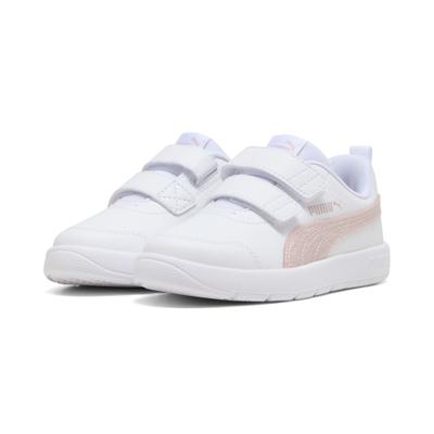 Sneaker PUMA "COURTFLEX V3 GLITZ V PS", Mädchen, Gr. 31, Textil, puma weiß, misty pink, Synthetik, Schuhe Sneaker