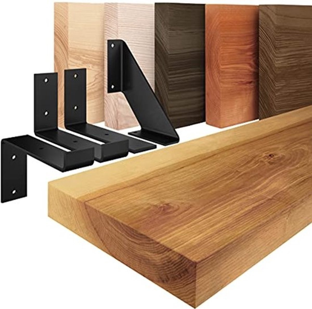 Rustiek houten wandrek - Industriële wandplank, Breedte: 60 cm