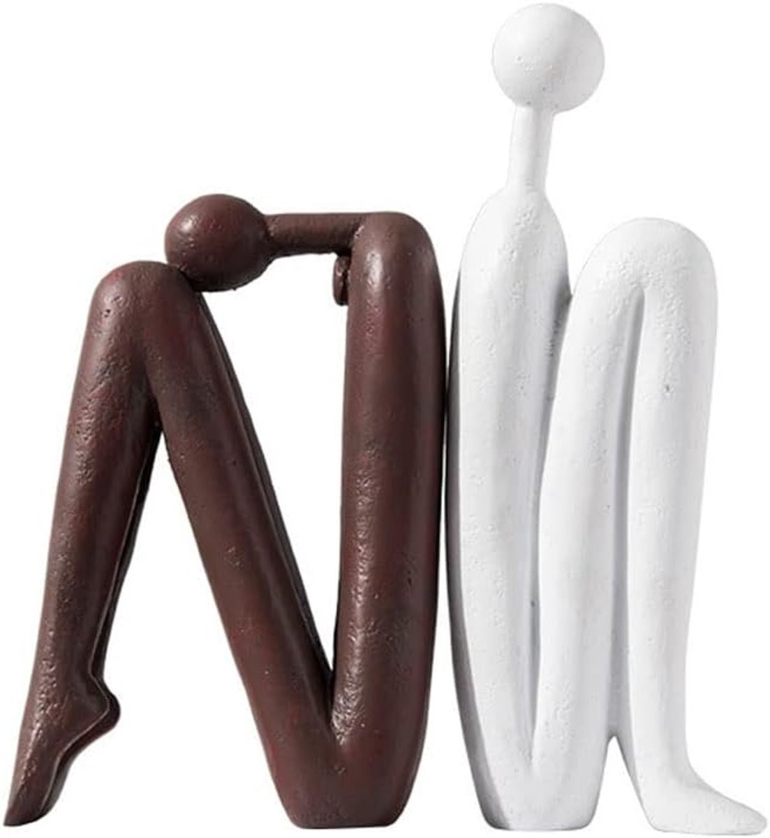 Boekensteunen Abstract Boek Einde - Moderne Sculptuur voor het Organiseren van Boeken - Wit Bruin - Hoogte: 27 cm