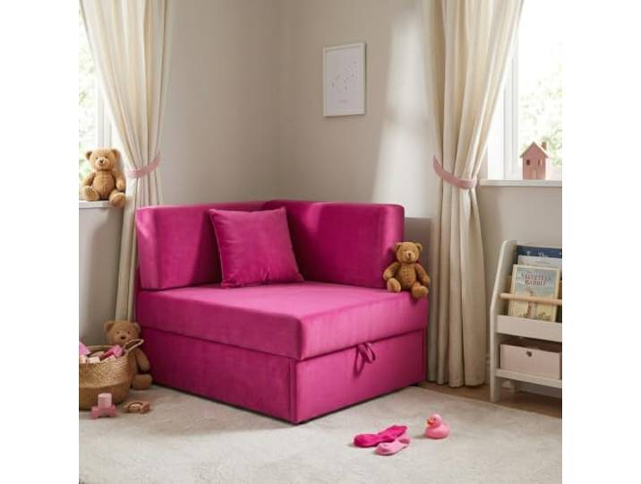 Family Meble Kinder-Schlafsofa Denis Design mit Bettkasten, ausziehbar – Variante Rosa
