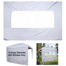VEVOR 1x Seitenwand für Pavillon, Seitenteil für 3 x 3 m Faltpavillon, Wasserfeste Seitenplane mit Sonnenschutz PU-Beschichtung, inklusive Reißverschluss & Fenster für Outdoor-Events Marktstände, Weiß