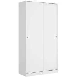 Dmora Kleiderschrank Kilimangiaro, Garderobe für Schlafzimmer, Kleiderschrank mit 2 Schiebetüren, 100x50h204 cm, Weiß