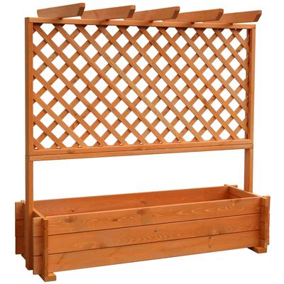 Spalier PROMADINO, braun (honigbraun), B:140cm H:140cm T:65cm, Holzwerkstoff, Rankhilfen, Pergola mit Pflanzkasten, BxTxH: 140x65x140 cm