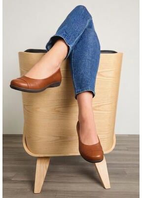 Women's The Gab Faux Leather Slip On Flat by Comfortview in Cognac (Size 12 M)