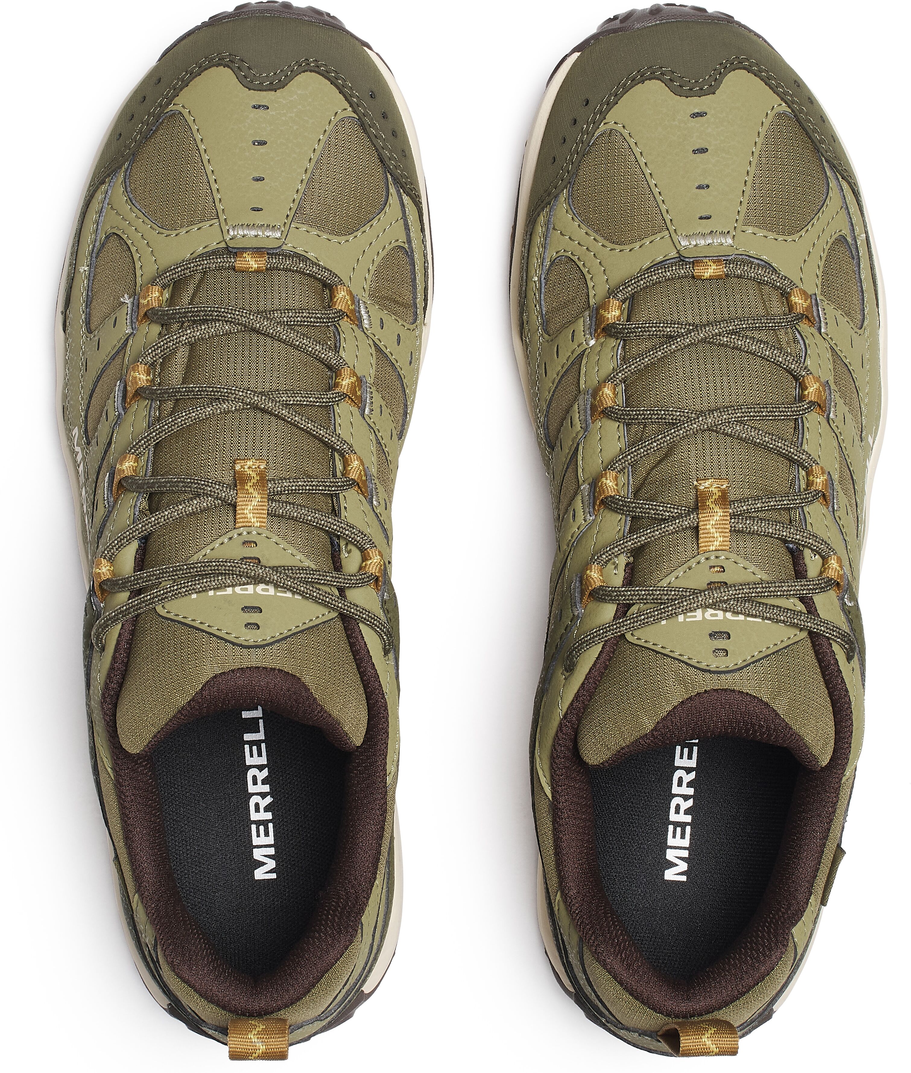 Wanderschuh MERRELL "ACCENTOR 4 SPORT GORE-TEX", Herren, Gr. 46,5, Synthetik, grün (olivine), Leder, Schuhe Wanderschuh, wasserdicht dank Gore-Tex Membrane olivine 46,5, Synthetik