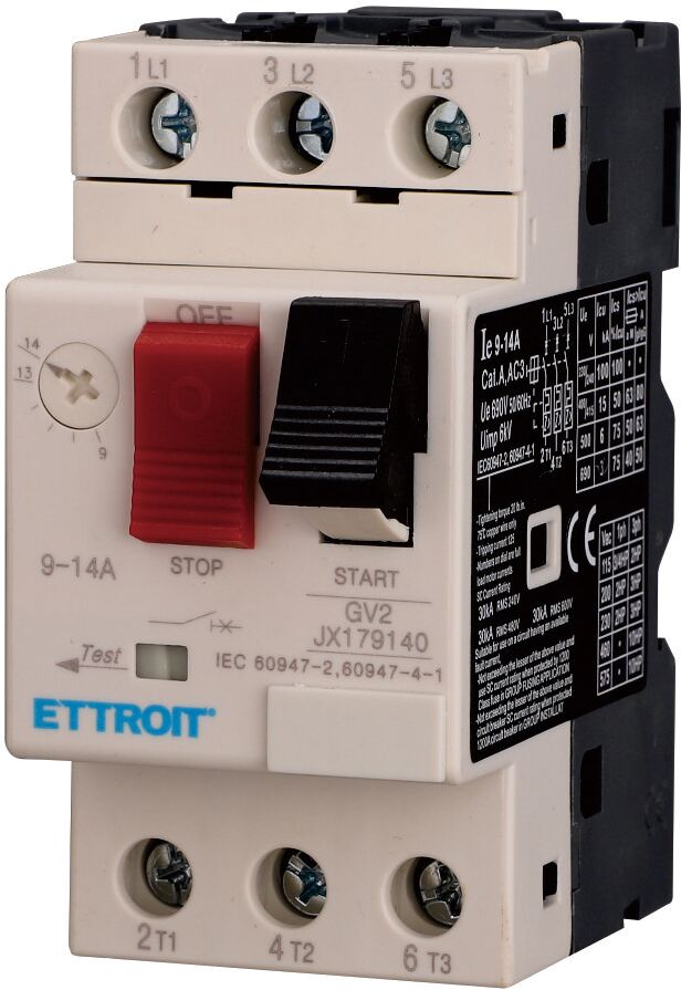 Ettroit Interruttore Salvamotore Regolabile 3p 9–14 A  Jx179140