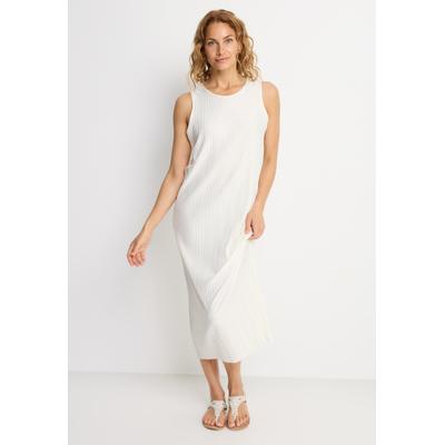 Plisseekleid LASCANA "in Midilänge mit gerader Passform", Damen, Gr. 36, N-Gr, Jersey, creme, Jersey, Obermaterial: 88% Polyester, 12% Elasthan, unifarben, figurumspielend ca. Mitte Wade, Rundhals, Kleider, Partykleid in Midilänge, elegantes...