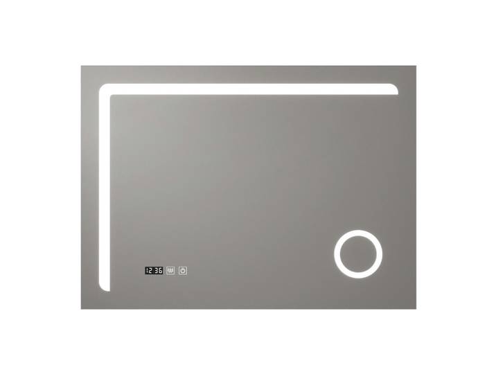 pro.tec Badezimmerspiegel Chambave, Silberfarben, Glas, Metall, Rechteckig, 100x70x3 cm, Badezimmer, Badezimmerspiegel, Badspiegel