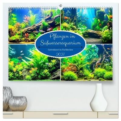 Pflanzen im Süßwasseraquarium. Gartenkunst im Fischbecken (hochwertiger Premium Wandkalender 2027 DIN A2 quer), Kunstdruck in Hochglanz