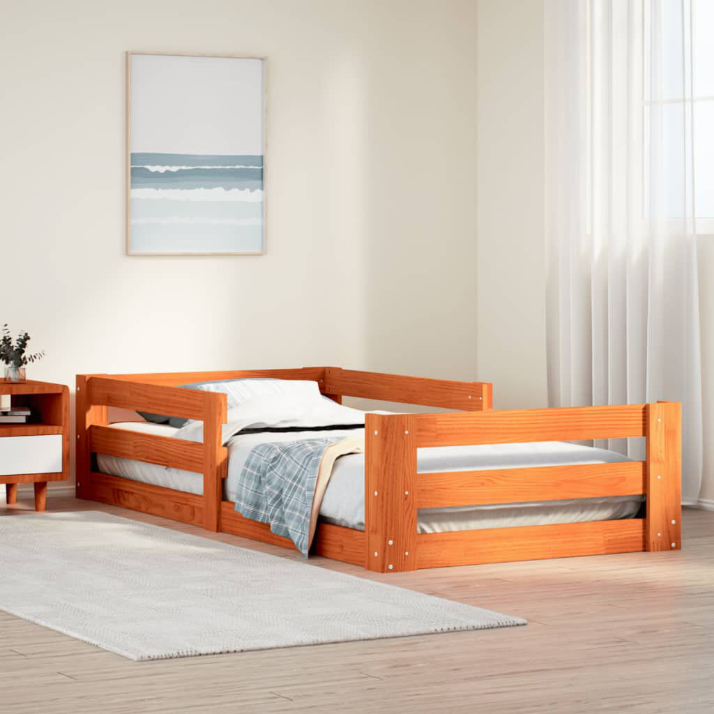 Vidaxl Bed Frame Without Mattress Wax Brown Solid Wood Pine Wax Brown 80 x 200 cm