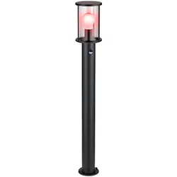 Wegeleuchte Fernbedienung Stehleuchte dimmbar Außenlampe Edelstahl Bewegungsmelder, schwarz Rauchglas, 1x RGB LED 4W 470Lm warmweiß, DxH: 14,3x100cm
