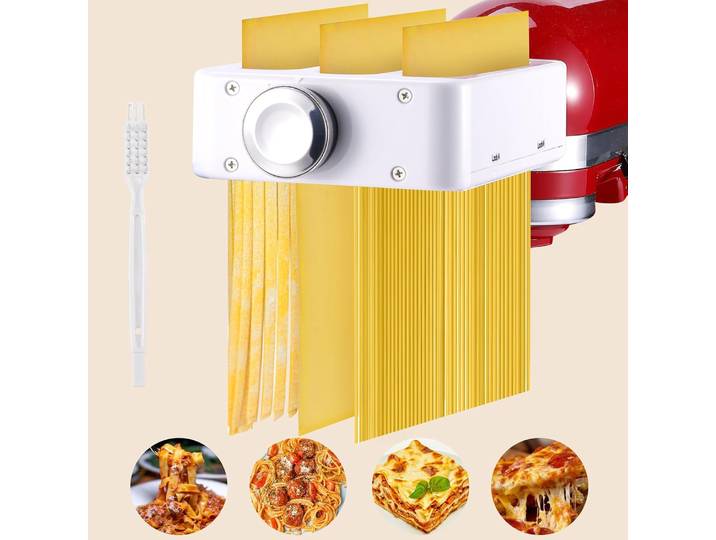 Accessoire de pâtes pour batteur sur socle KitchenAid, machine à pâtes 3-1 incluse rouleau de feuille de pâtes, coupe-spaghetti, Fettuccine C