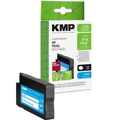 KMP H166CX Tintenpatrone cyan kompatibel mit HP F6U16AE