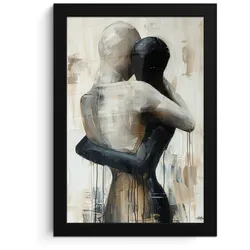 POSTER MIT RAHMEN Abstrakt - Liebe - Schwarz und weiß - Modern Poster 20x30 cm