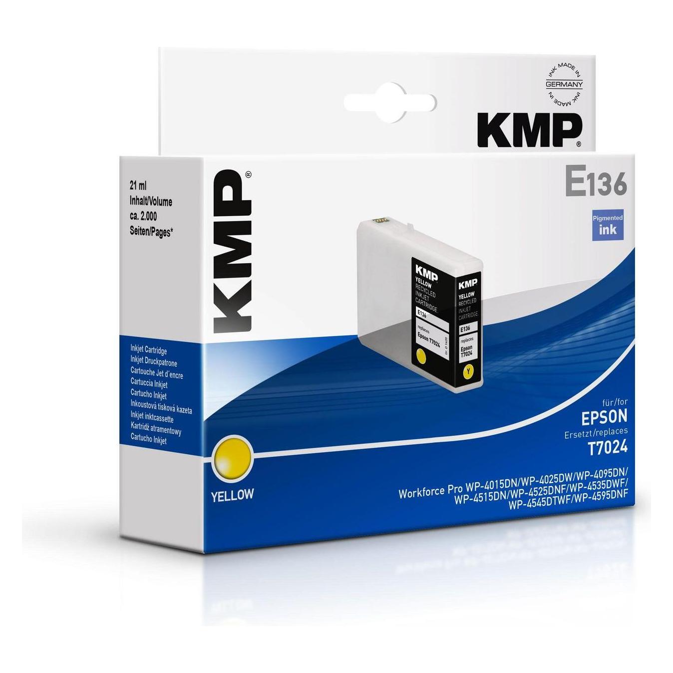 KMP E136 Tintenpatrone yellow kompatibel mit Epson T7024 (Y) (1620,4009)