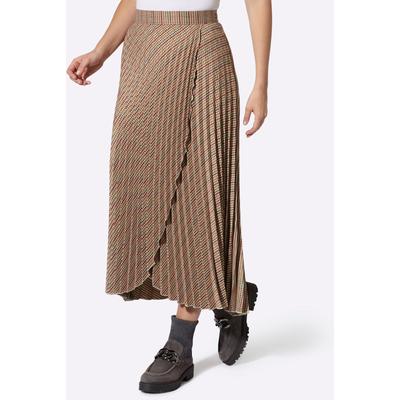 Karorock HEINE, Damen, Gr. 38, sesam, dunkelrot, kariert, 98% Polyester, 2% Elasthan, gemustert, kariert, mehrfarbig, lang, Röcke