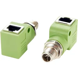 Exsys Adapter M12 X-code ST - RJ45 BU 90° (RJ45, RJ45 (1x)), Netzwerk Adapter, Grün